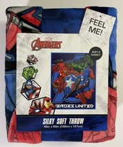 Marvel Avengers Superheroes HEROES UNITED Mech Strike 40&quot; x 50&quot; Silky Soft Throw - £18.70 GBP