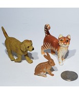 Lot of 3 Tabby Cat Golden Retriever Puppy Safari Ltd Pet Figures &amp; Bunny... - £9.45 GBP