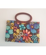 Vintage Handbag to Tote Funky Flower Power Floral Acrylic Handles Ladys ... - £13.95 GBP