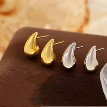 Chic 925 Sterling Silver Gold-Plated Hollow Water Drop Peas Shape Earrings - £24.37 GBP