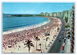 Vintage Copacabana Beach Busy Fort Rio de Janeiro Brazil Postcard - $7.00