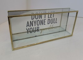 Philip Whitney &quot;Don&#39;t Let Anyone Dull Your Sparkle Glass &amp; Goldtone Tray 10&quot; X4&quot; - £23.73 GBP