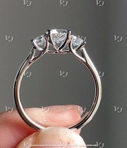 2Ct Round Simulated Moissanite Three Stone Engagement Ring 14K White Gold Plated - £39.45 GBP