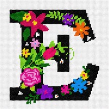 Pepita Needlepoint kit: Letter E Primary Floral, 7&quot; x 7&quot; - £39.34 GBP+