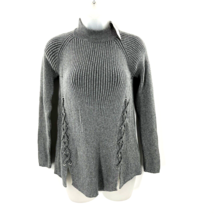 Style Co Womens Mock Neck Long Sleeve Gray Lace-Up Ribbed Knit Sweater S... - $33.25