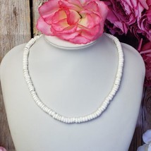 Genuine Real White Puka Shell Necklace Surfer Choker Strand 17.5&quot; Long Surf - £23.59 GBP