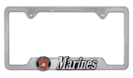 Marines 3D Chrome Brushed Metal License Plate Frame Usa Made - £30.48 GBP