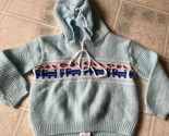 Vintage Knit Baby Sweather Blue Zip Back  Hooded Knit Baby Crest Train S... - $21.49