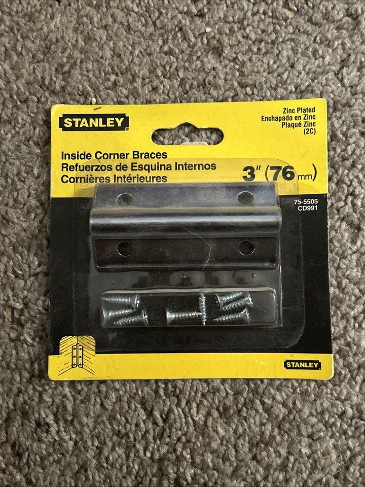Stanley Hardware Zinc Plated Furniture 3&quot; Inside Corner Brace2 Pack *75-... - $3.95