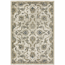 4&#39; X 6&#39; Beige Gold Blue And Grey Oriental Power Loom Stain Resistant Area Rug - $202.90