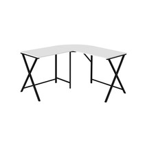 Monarch Specialties 55 in. White Top &amp; Black Metal Corner Computer Desk - $187.91