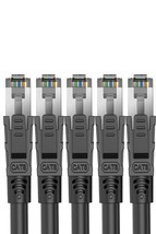 Patch Cables Cat8 0.5ft 10 Pack Snagless Patch 0.5 Feet Snagless RJ45 Computer L - £26.78 GBP