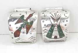 Charlie Singer Tepee Peyote Bird Inlay Turquoise Coral Watch Band Tips 23.9g - £118.69 GBP
