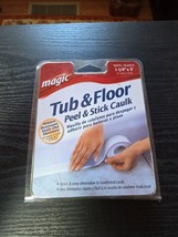 Magic Peel &amp; Stick Caulk Tub &amp; Floor WHITE 1-1/4&quot; x 5&#39; Bathtub Shower Wa... - $7.80