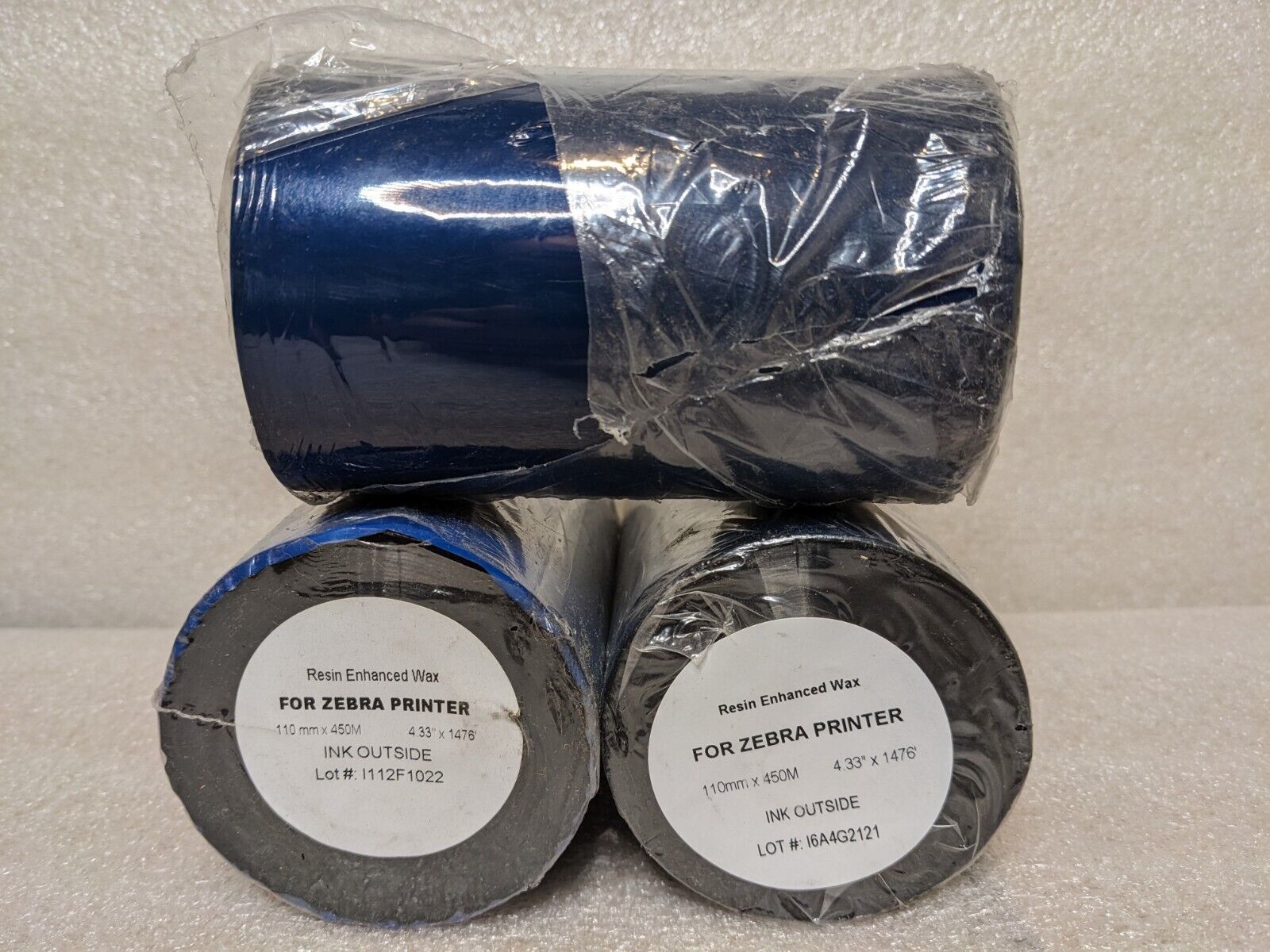 Primary image for 5 NEW Resin Enhanced Wax For Zebra Printer 110mm x 450m / 4.33" x 1476'
