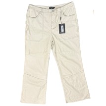 PrettyLittleThing Plus Cream Extreme Wide Leg Vegan Leather Pants sz 16 ... - $29.34