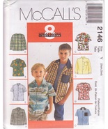 McCALL&#39;S PATTERN 2146 SIZES XS &amp; SM BOY&#39;S SHIRTS IN  8 VARIATIONS UNCUT - £2.35 GBP