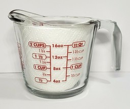 Vintage Anchor Hocking Company 16 oz. Glass Measuring Cup with Red Lette... - £14.15 GBP
