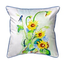 Betsy Drake Sunflower &amp; Bird Large Indoor Outdoor Pillow 18x18 - £37.59 GBP