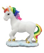 Beautiful Rainbow Mane Gold Horn Unicorn Mare Horse Walking On Clouds Fi... - $32.91 CAD