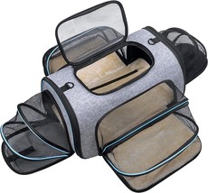 Soft Sided Pet Travel Carrier 4 Sides Expandable Cat Carrier with Fleece Pad for - £46.39 GBP
