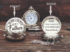 Personalized Brass Pocket Watch - Gift For Father - Father&#39;s Day Gift - $23.02+
