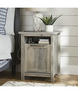 Farmhouse Nightstand USB Modern Table Accent End Rustic Gray Bedroom Liv... - £150.01 GBP