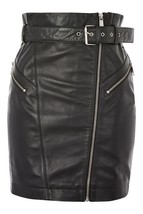 UK 18 Genuine Lambskin Leather Lady Women Upper Knee Skirt Front Zip Poc... - £37.10 GBP