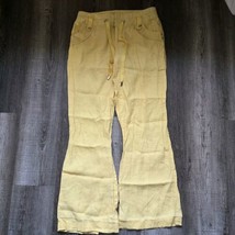 INC International Concepts Linen Pants Womens Size 2 Yellow Wide Leg Summer - £27.47 GBP