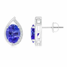 Authenticity Guarantee 
Natural Tanzanite Oval Stud Earrings for Women in 14K... - £1,641.95 GBP