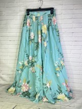 VTG Rena Rowan Blue Green Floral Silk Skirt Lined Full Length Womens Pet... - $31.19