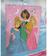 Disney&#39;s Princess Tiana Jasmine Mulan Plush Raschel Blanket 60X80 - £35.85 GBP