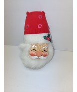 Vintage Fabric Santa Head Christmas Ornament Soft Faux Fur Beard Hand Pa... - $28.21 CAD