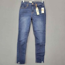 American Rag Women Jeans Size 3 Blue Stretch Jegging Juniors Skinny Raw Hem Slim - £14.50 GBP