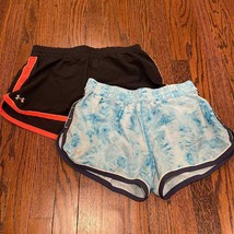 Lot of 2 Under Armour Womens Fitted Lined Running Shorts Black Blue Size Small - £23.00 GBP
