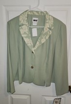 Vintage Seafoam Green Floral Trim Leslie Fay Womens Jacket Size 16WP NWT  - $19.95