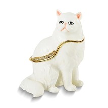 Bejeweled Gold-Tone White Missy Cat Trinket Box - £71.55 GBP