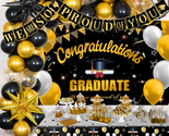 Graduation Decorations Class of 2024, Black and Gold Graduation Decorati... - £28.63 GBP