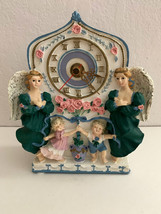 Vintage ANGELS Ceramic Battery Operated Mantle Clock Plays A Song on the... - $11.88