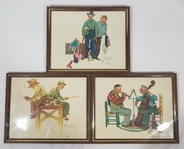 Norman Rockwell 3 Vtg Framed 3D Embossed Prints Frames Are Vintage Old Men - £36.39 GBP