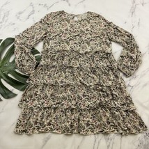 Urban Outfitters Womens Tiered Dress Size M Cream Green Floral Peasant C... - $25.73