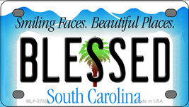 Blessed South Carolina Blue Novelty Mini Metal License Plate Tag - £11.73 GBP