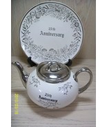 Platinum Rose Tea Pot &amp; Serving Plate 22KT Pearl China - £15.89 GBP