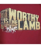 Vintage Worthy is the Lamb Christian Jesus Maroon Shirt Mens Sz M - $36.86