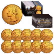 2021 Washington Crossing the Delaware Quarter US Coin 24KT GOLD PLATED - QTY 10 - £30.33 GBP