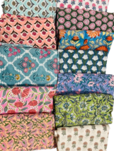 100 Assorted BLOCK PRINT pre cut charm pack 10&quot; Cotton Fabric Remnants - $11.29+