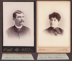 Elmer A. Brown &amp; Wife Ethel L. Jones (3) Antique Photos - Maine / Connecticut - £41.95 GBP