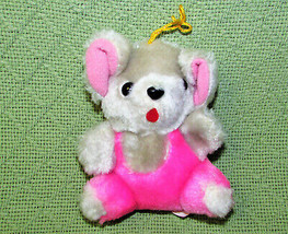 Vintage Nanco 5&quot; Pink Grey Mouse Stuffed Animal With Hanger Korea Plush Toy - £8.63 GBP