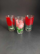 Vintage Mixed Lot Of 3 Peanut Butter 5&quot; Flower Glasses Tumblers MCM - £17.82 GBP
