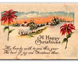 Winter Landscape Poinsettias Icicles UNP DB Postcard R10 - $3.51